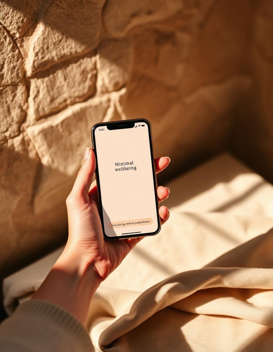 A minimal wellbeing app on a phone