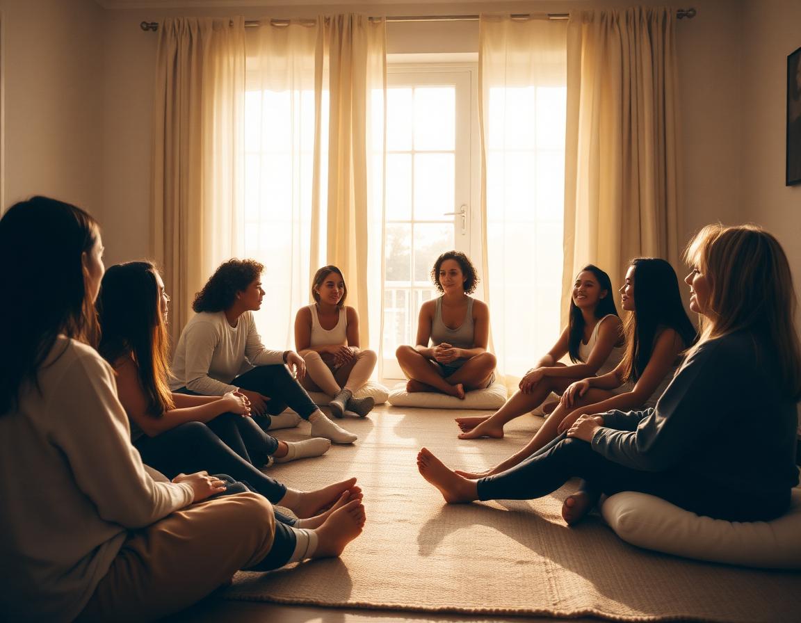 A small community circle listening together